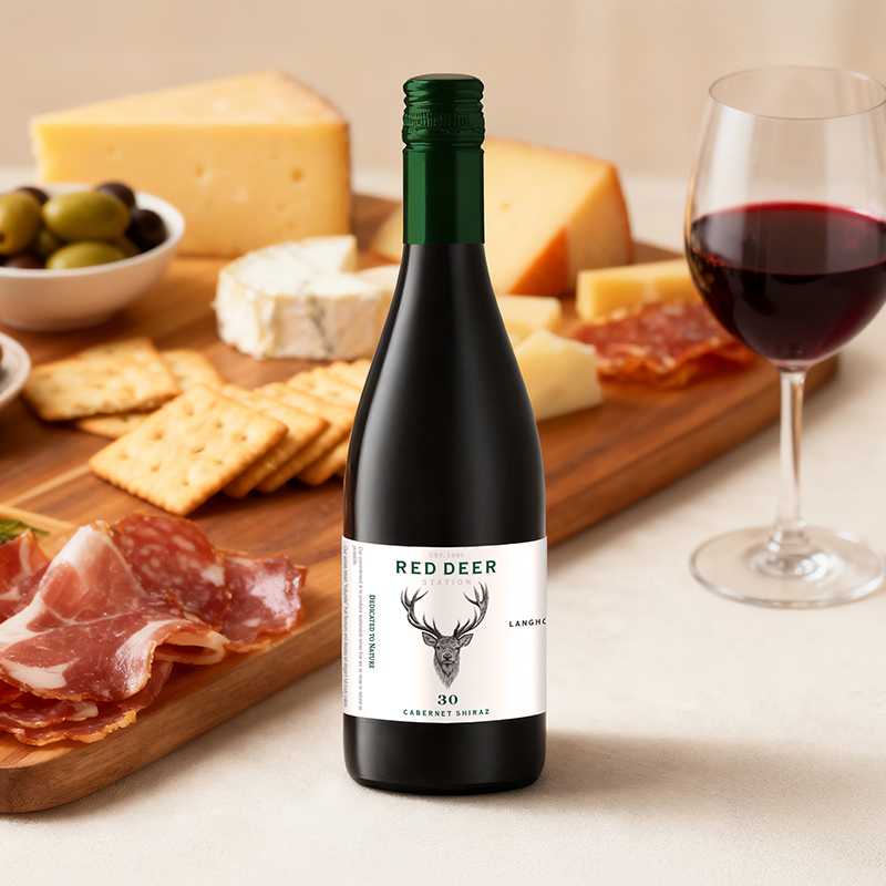 Red Deer Station Shiraz styled with figs and steak